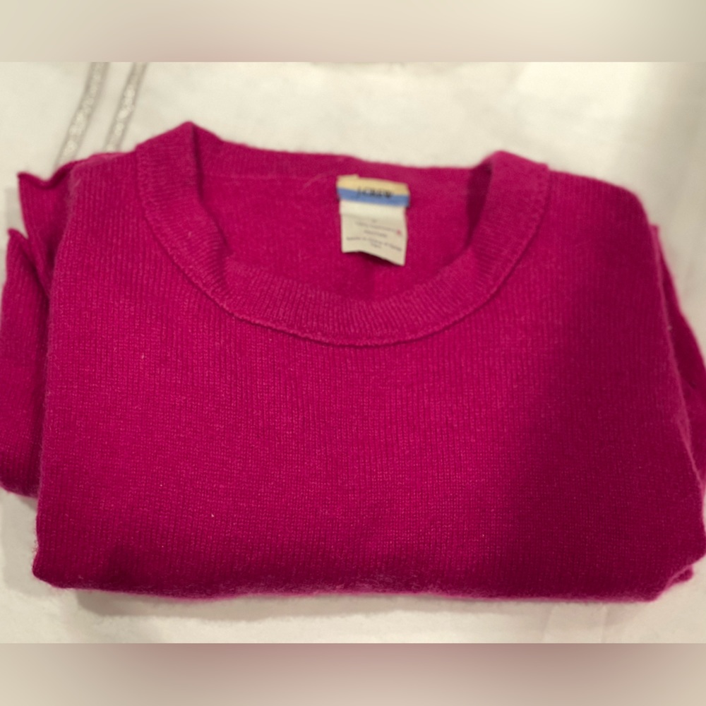 J.Crew 100% Cashmere Crewneck Sweater in Magenta